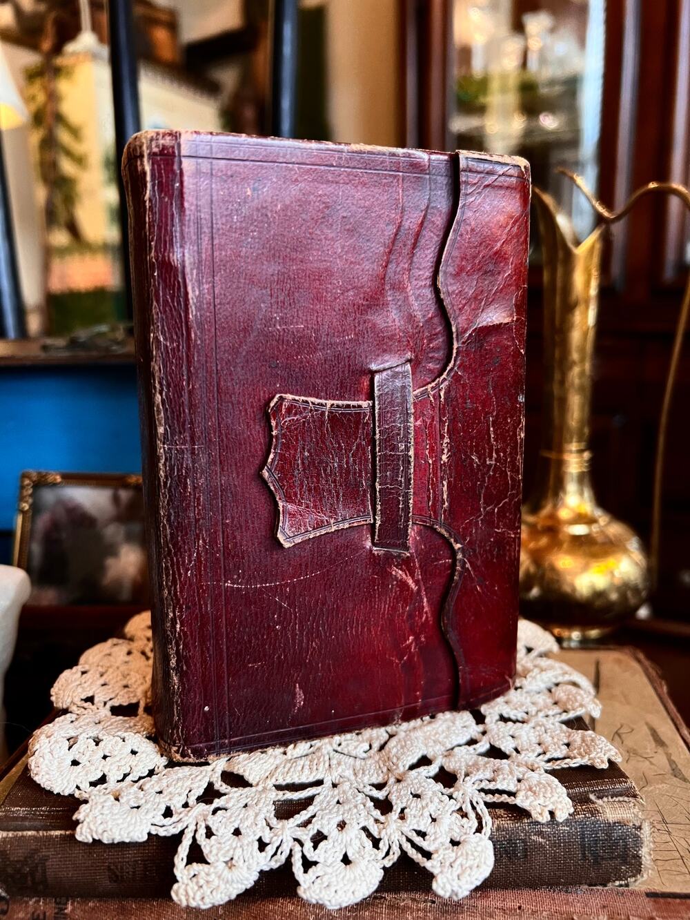 Antique Bible - Old & New Testament. Wrapped in Red/Burgundy Leather